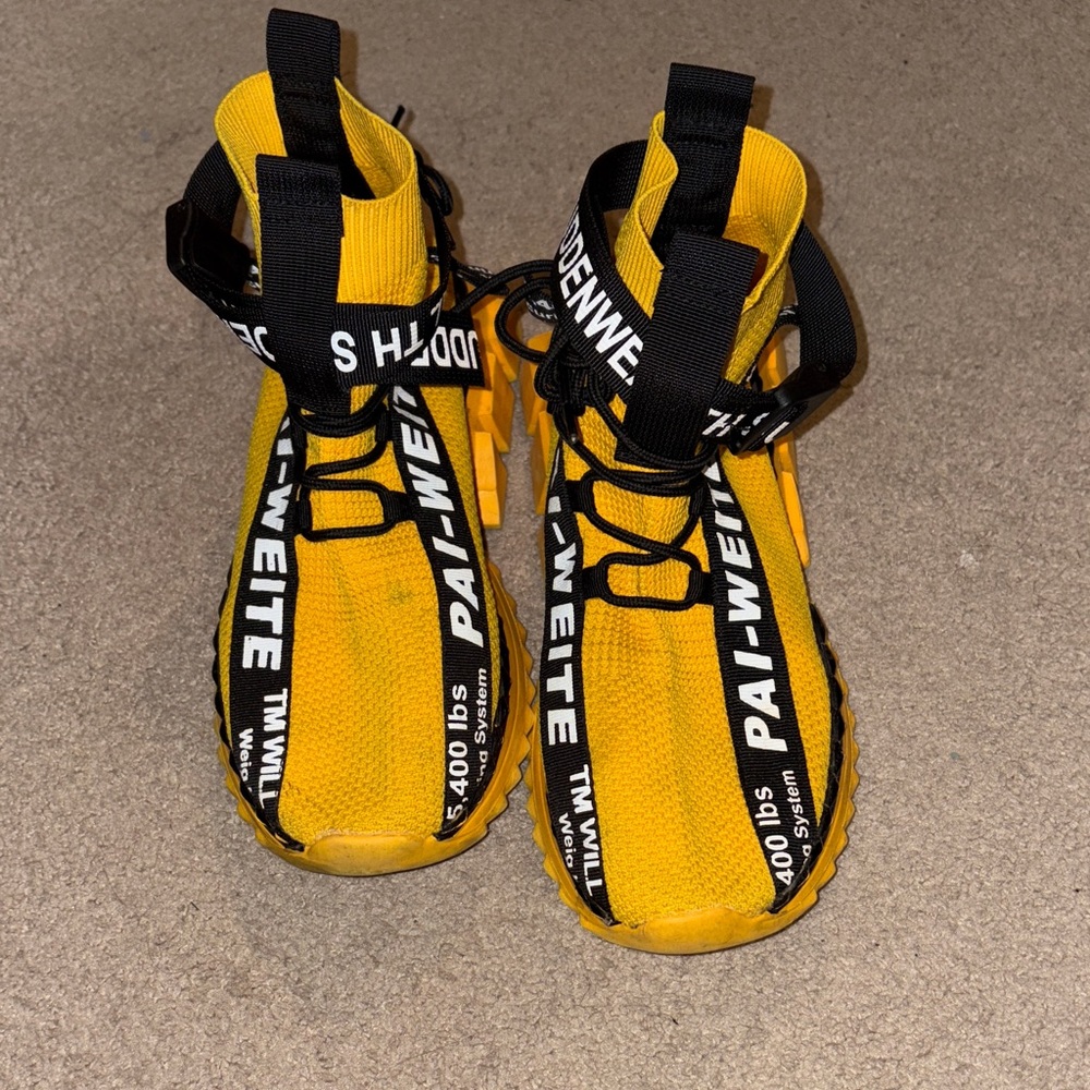 Yellow High-Top Sneakers with Black Straps